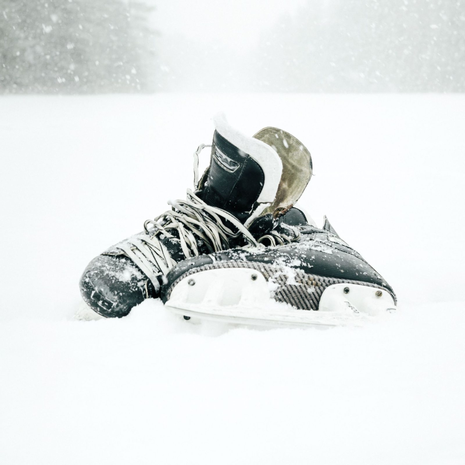 Hockey Skates in the Snow